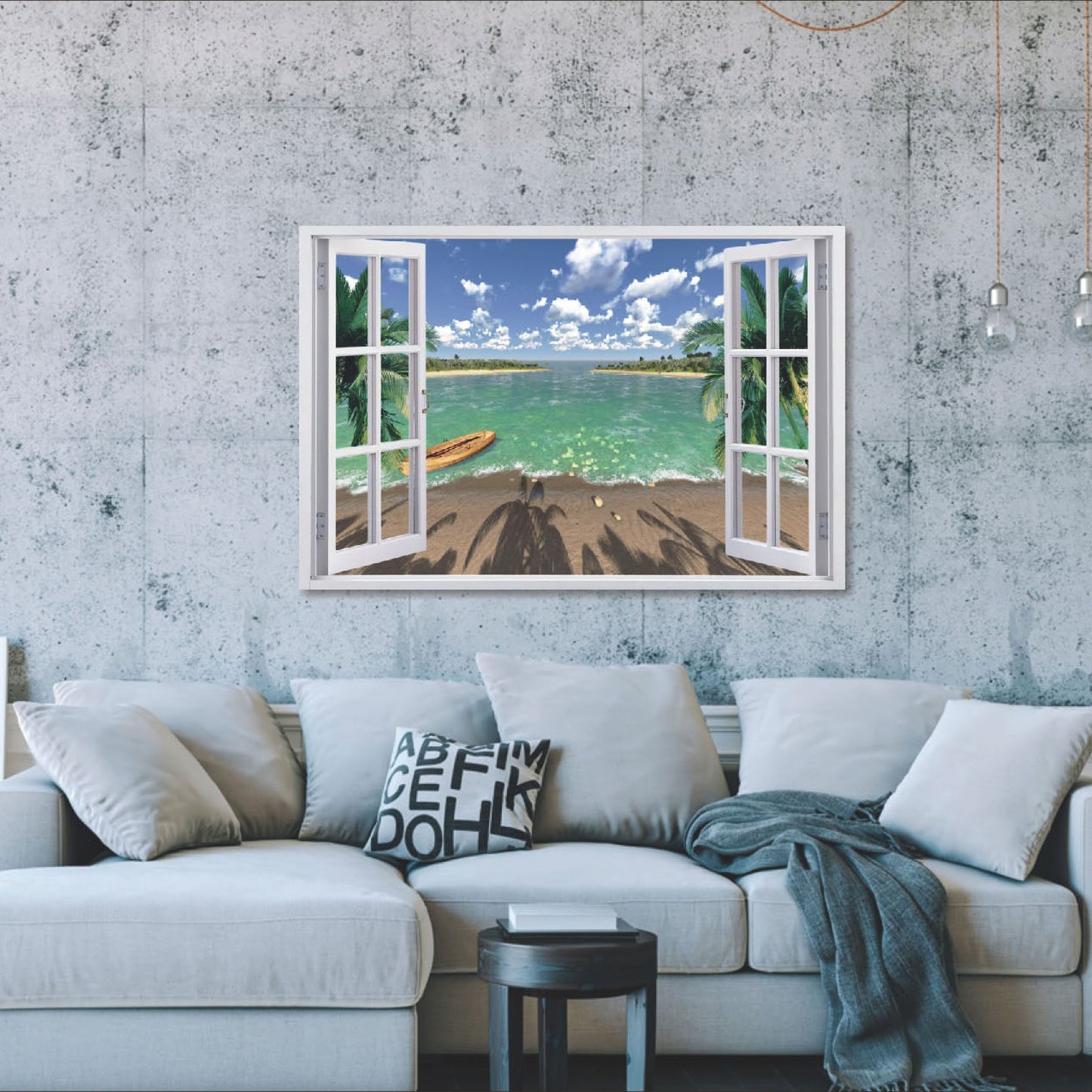 Window View with Boat 90x60cm