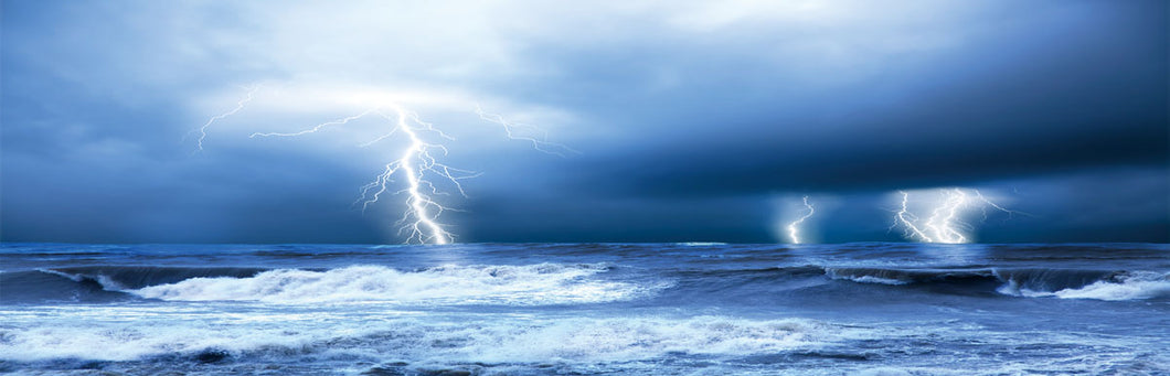 Lightning Strikes over Waves 140x45cm (#1434)