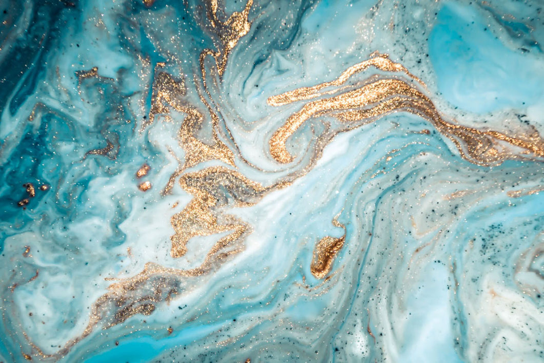 Teal & Gold Abstract 90x60cm (#1359)