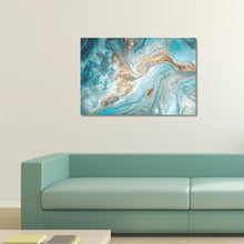 Load image into Gallery viewer, Teal &amp; Gold Abstract 90x60cm (#1359)
